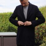 Massimo Dutti Navy Overcoat: Autumn Winter Wardrobe Essentials