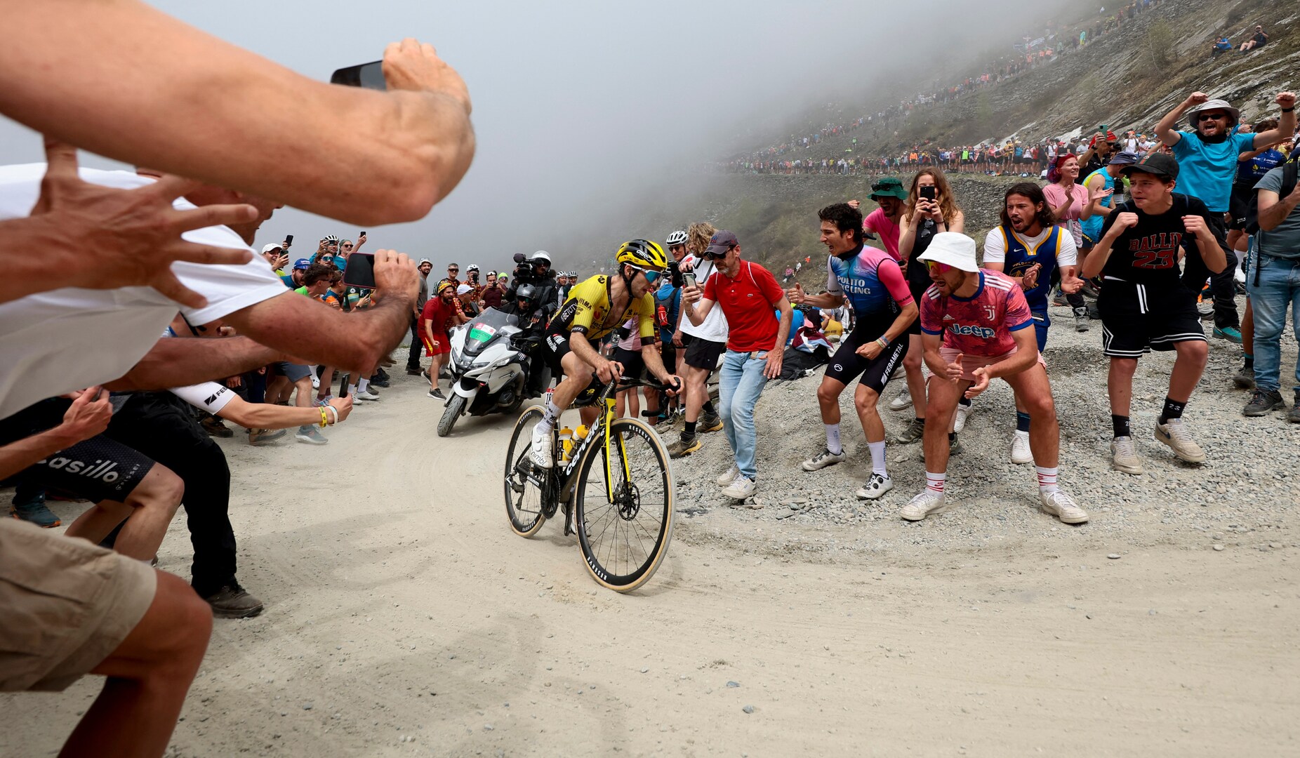 Simon Yates cycling up a mountain during the Giro d'Italia.