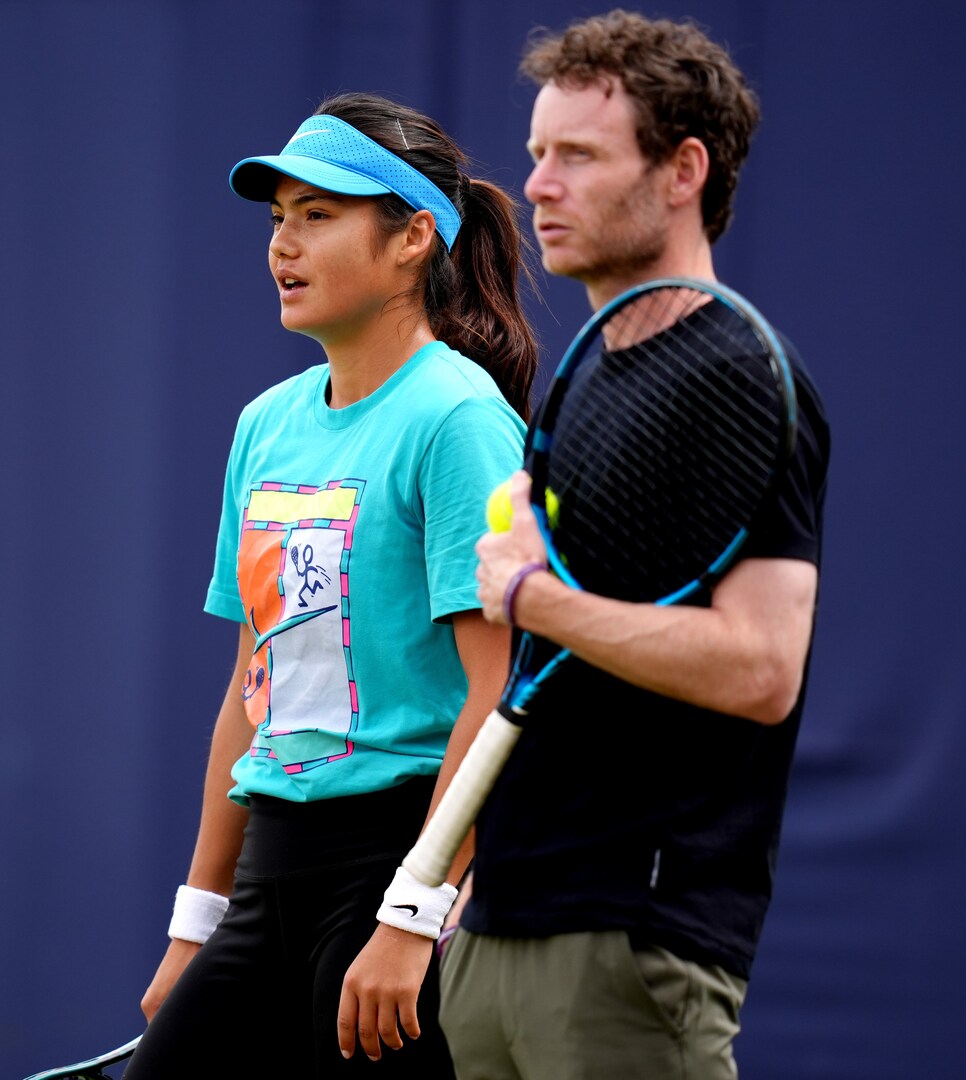 Emma Raducanu practicing tennis.
